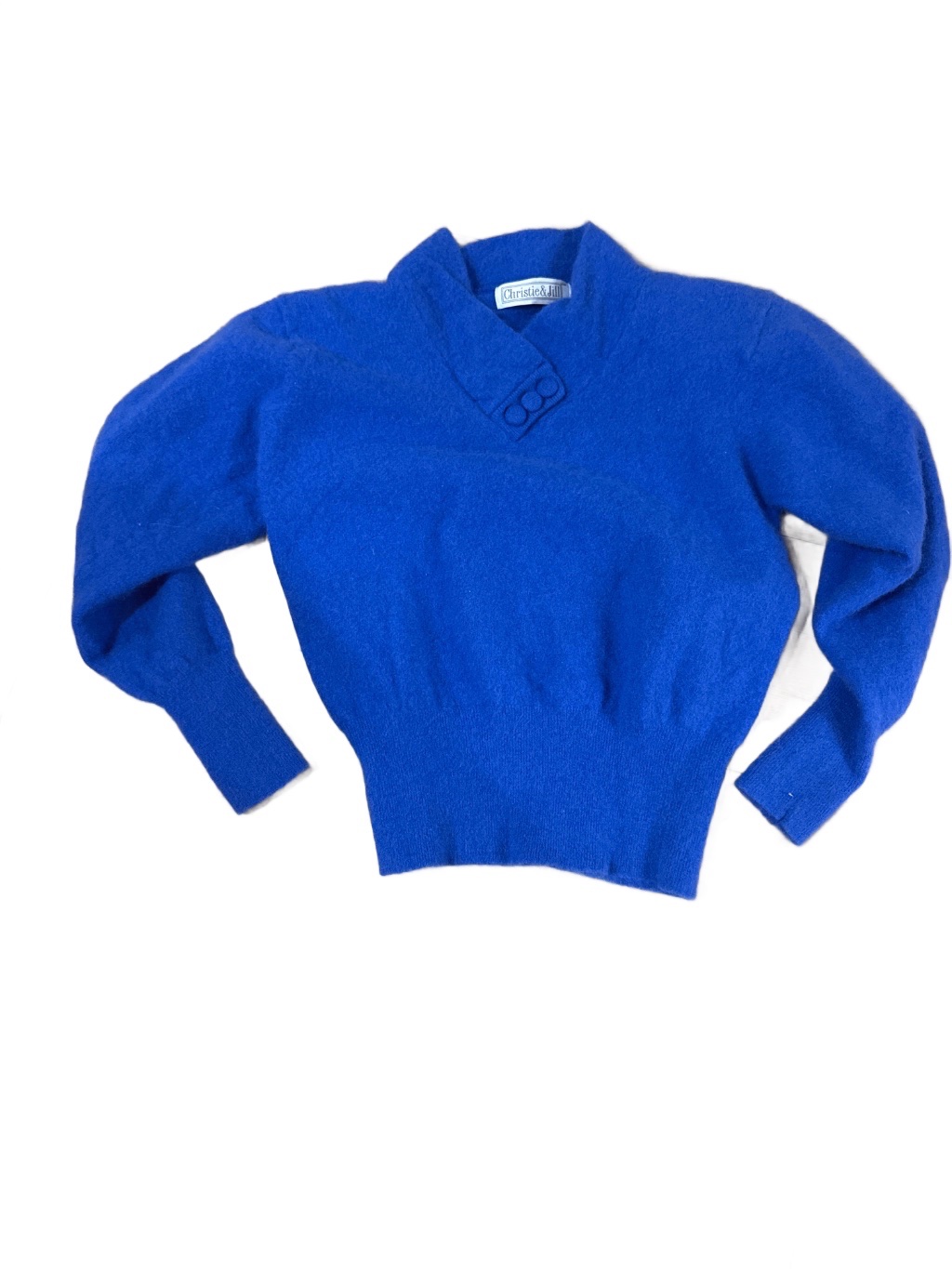 Christie & Jill Vintage Sweater Blue Wool S — 90s by Christie & Jill, Size Small (6/8), $40