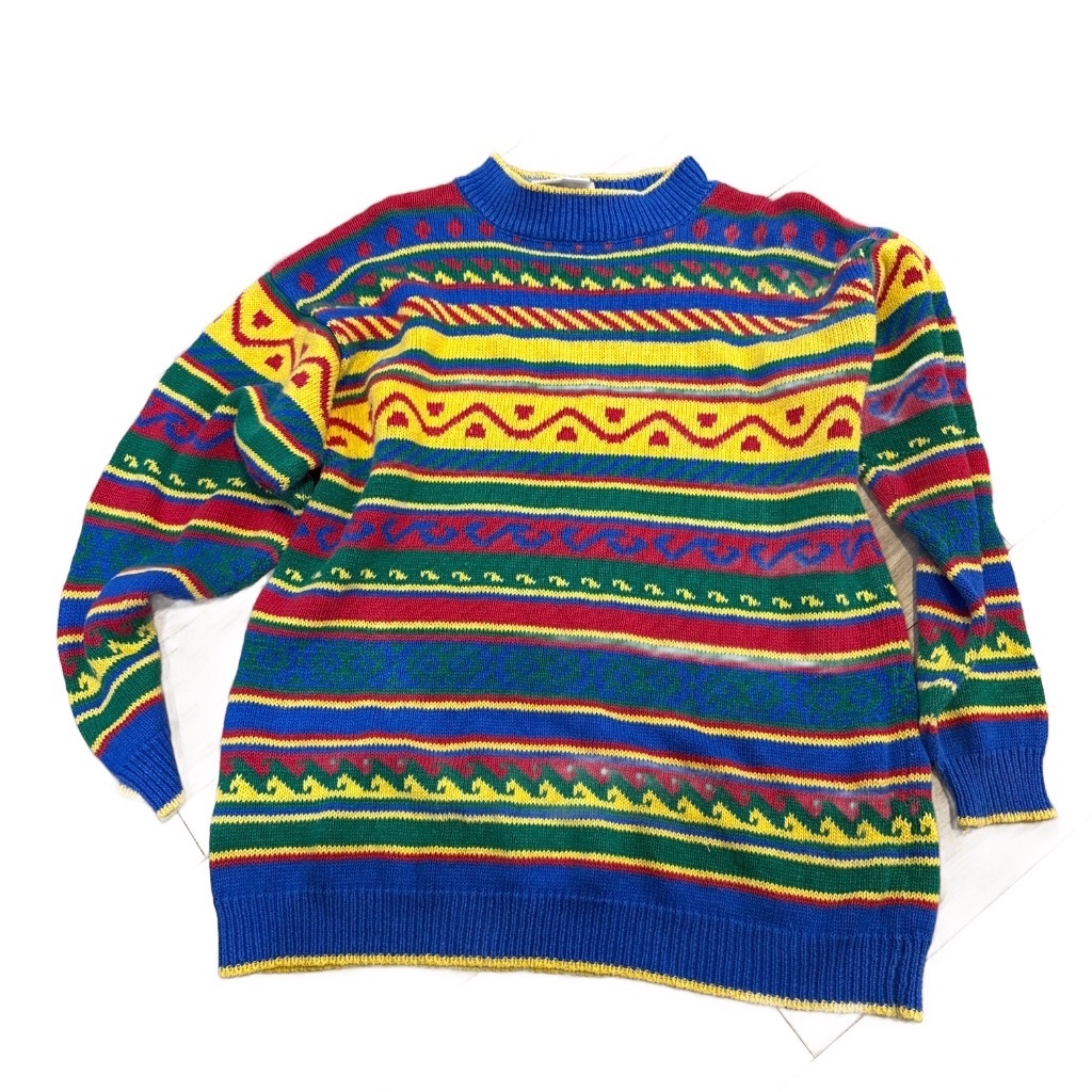 Crazy Horse Vintage Sweater Multi-Color — 90s by Crazy Horse, Size L, $30