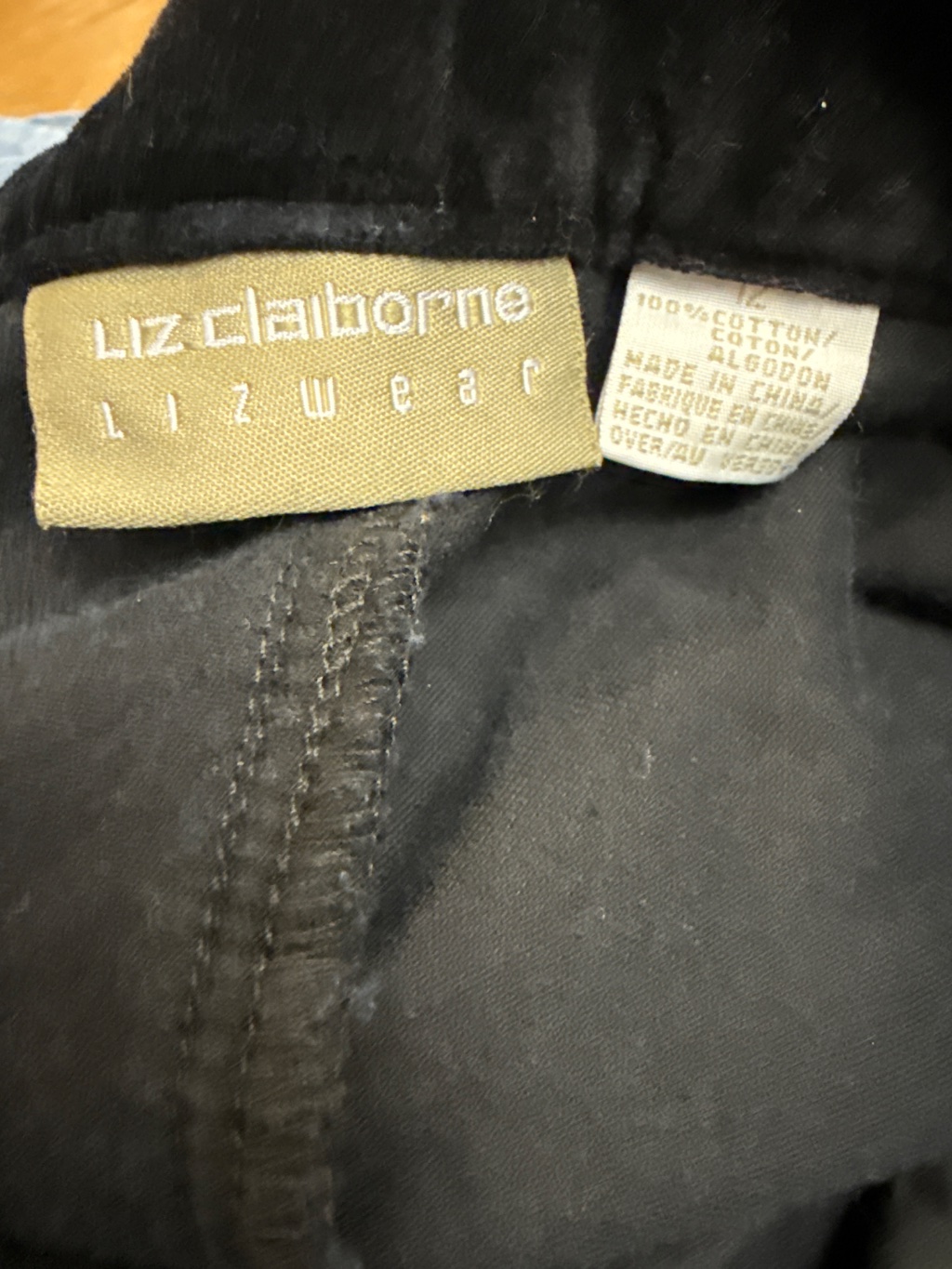 Liz Claiborne Vintage Velvet Pants Black L — 90s by Liz Claiborne, Size 12, $40 - Photo 3