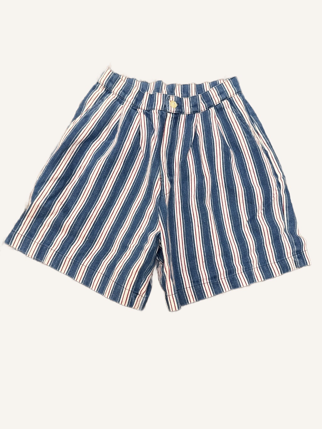 Vintage Striped High-Waist Shorts Blue White — 80s by No tag , Size Small, $20