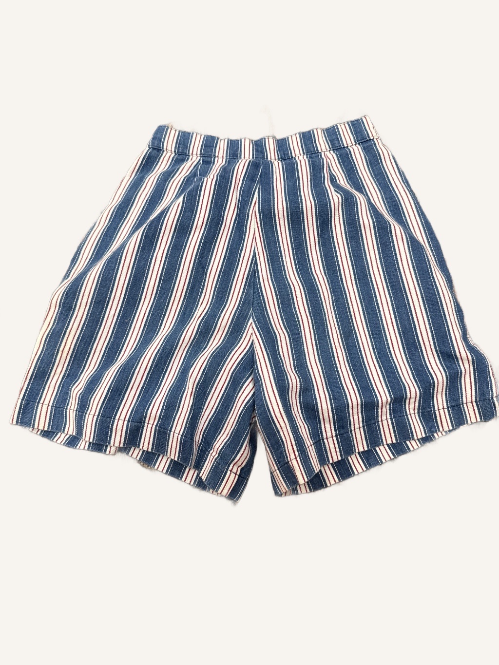 Vintage Striped High-Waist Shorts Blue White — 80s by No tag , Size Small, $20 - Photo 2