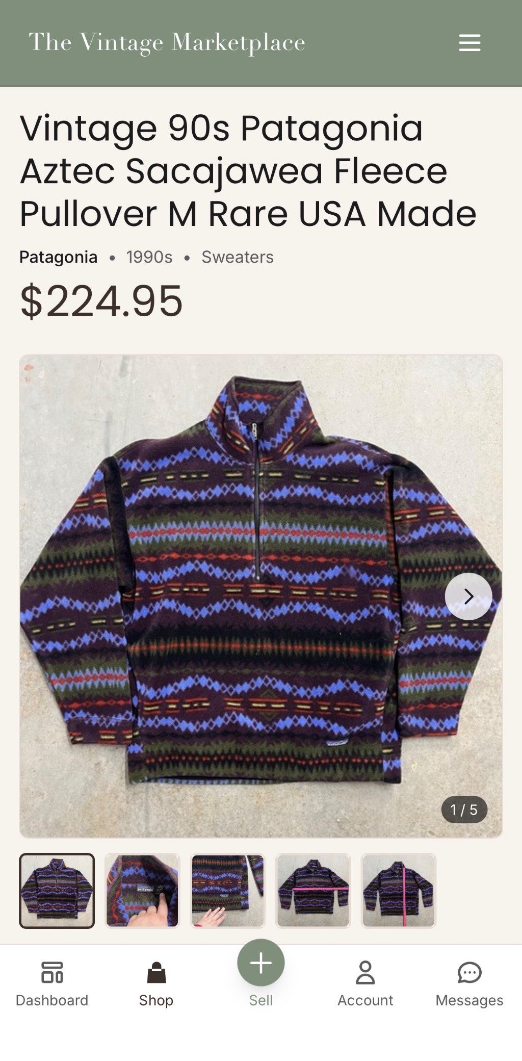 Vintage 90s Patagonia Aztec Fleece Pullover