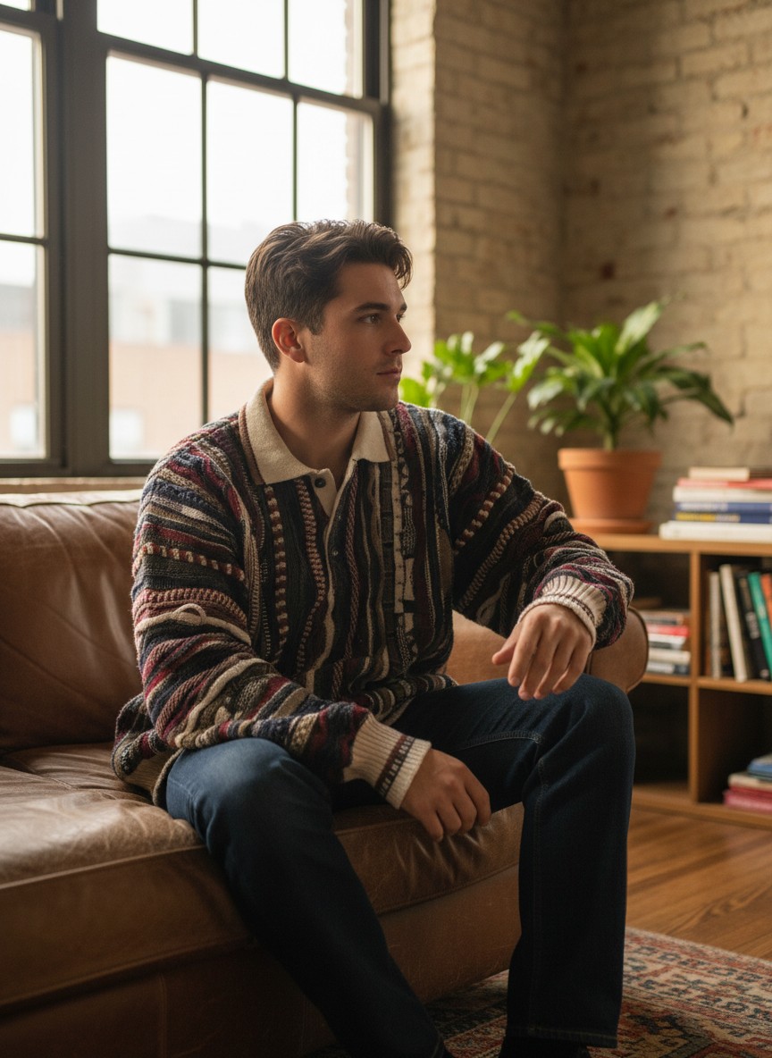 Alfani Vintage Knit Sweater Multi L — 90s by Alfani, Size L, $81