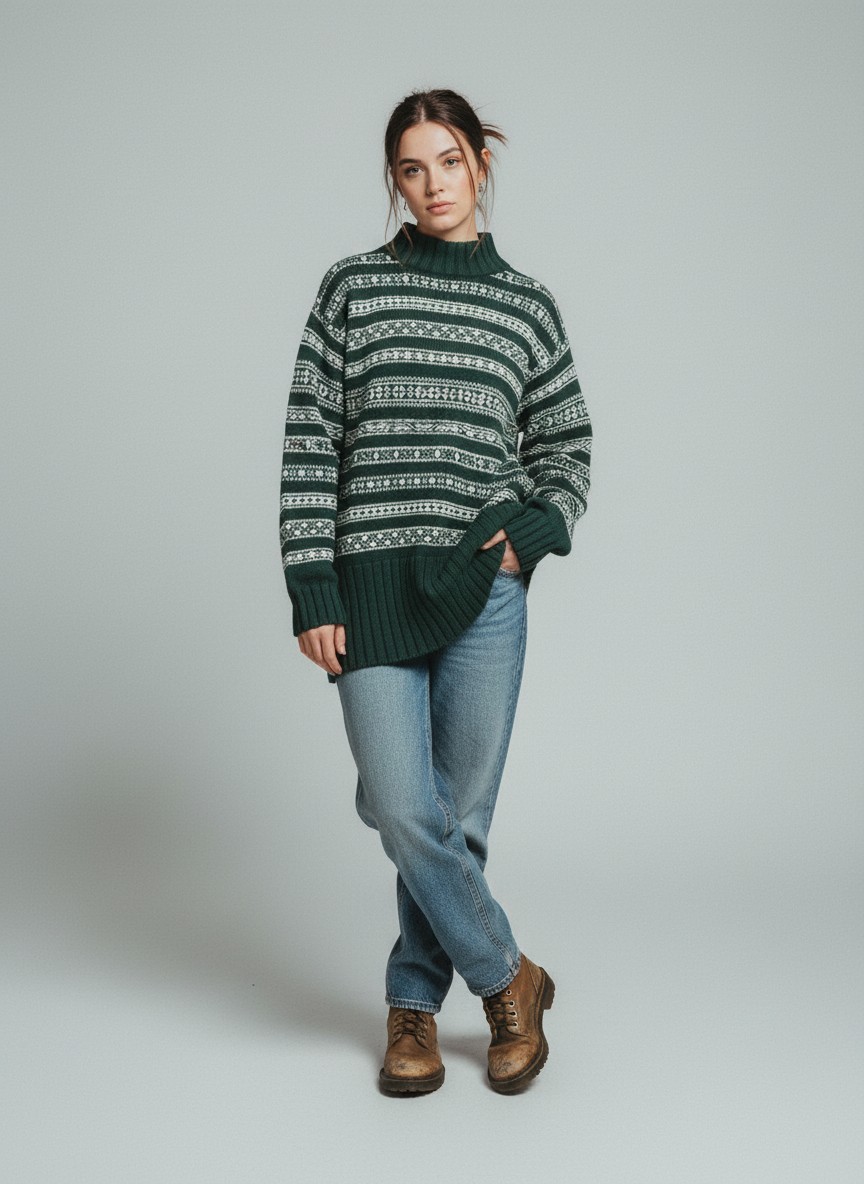 GAP Vintage Sweater Green Fair Isle M — 90s by GAP, Size M, $39